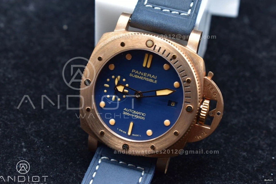 W 1:1 Blue Best on PAM1074 Calfskin VSF Blue Edition Bronzo Strap P.900 Clone Dial 0212